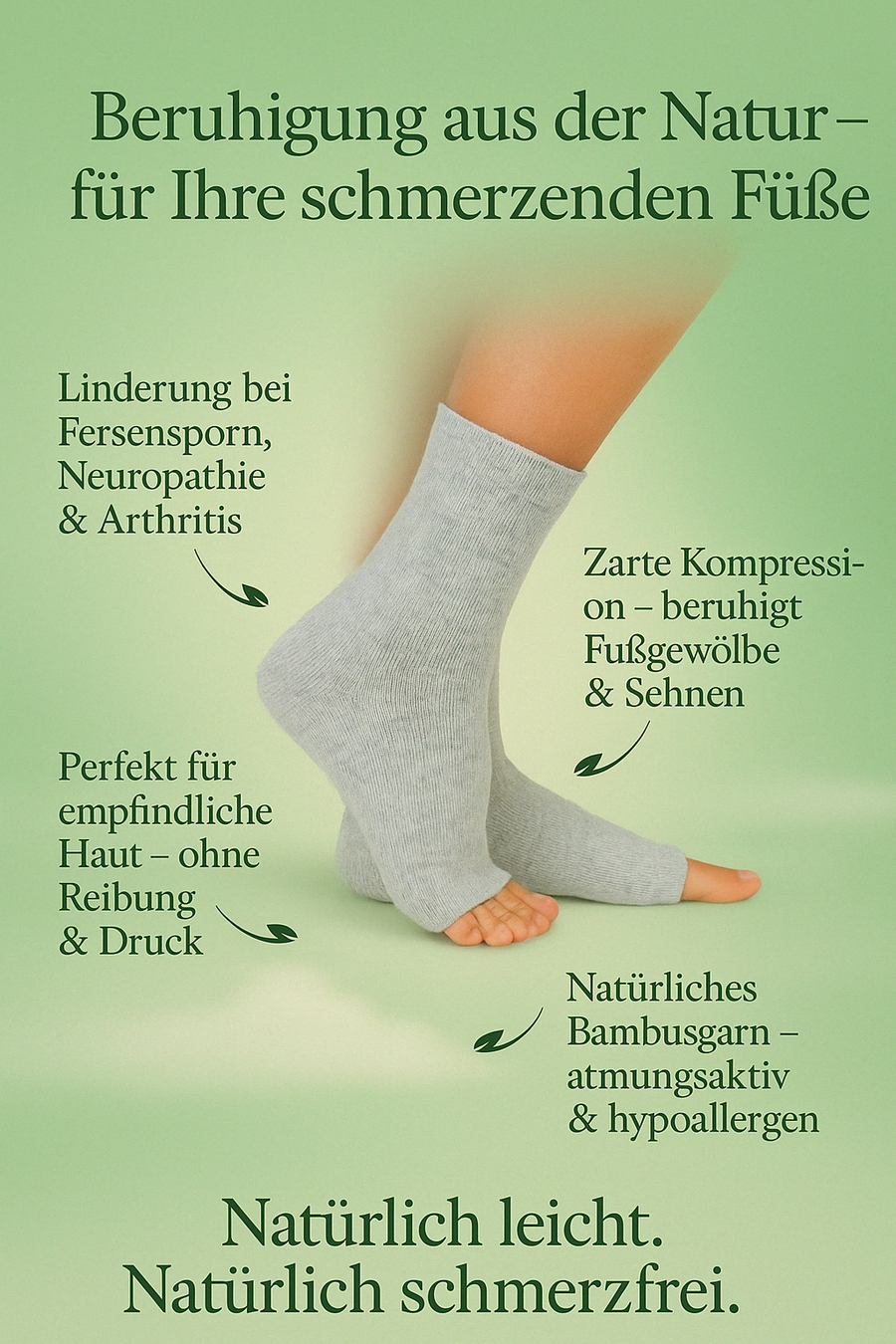 BambooFit Kompressionsstrümpfe – Natürliche Linderung bei schmerzenden Füßen, hochwertige Bambusfasern