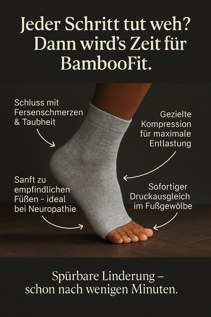 BambooFit Kompressionsstrümpfe – Natürliche Linderung bei schmerzenden Füßen, hochwertige Bambusfasern