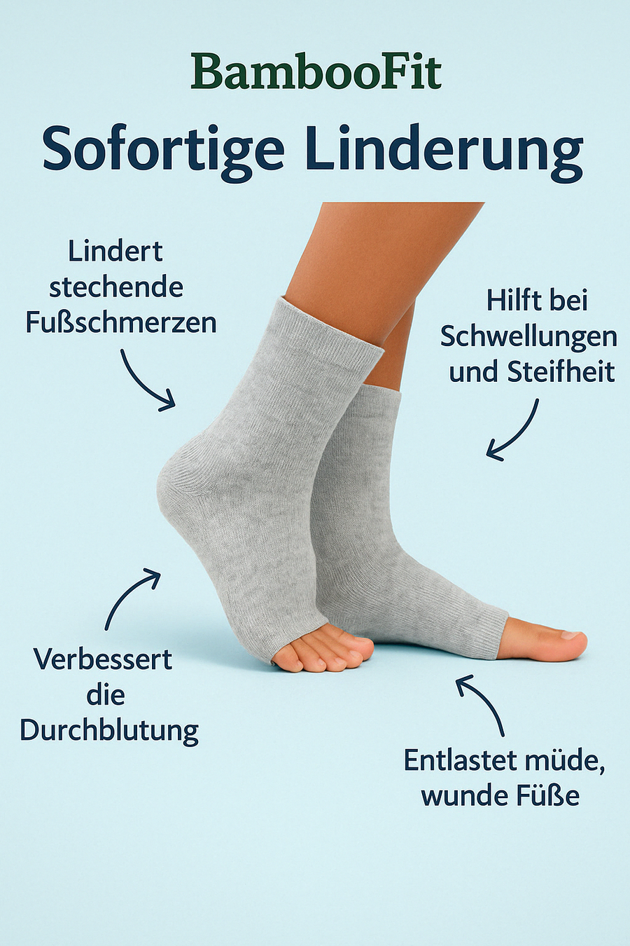 BambooFit Kompressionsstrümpfe – Natürliche Linderung bei schmerzenden Füßen, hochwertige Bambusfasern