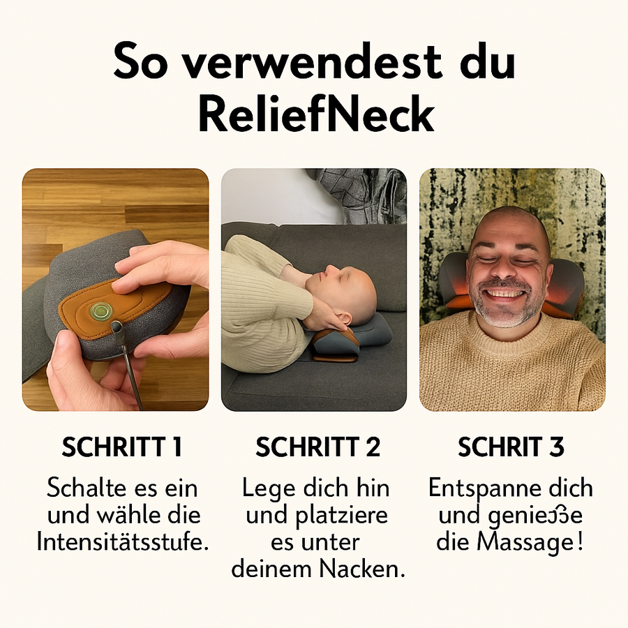 NeckRelief – 3-in-1 Massage, Komfort und Unterstützung für Nacken und oberen Rücken